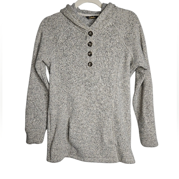 Cabela's Tops - Cabela’s Grayish Beige Fleece Henley Hoodie, Size Small, GUC